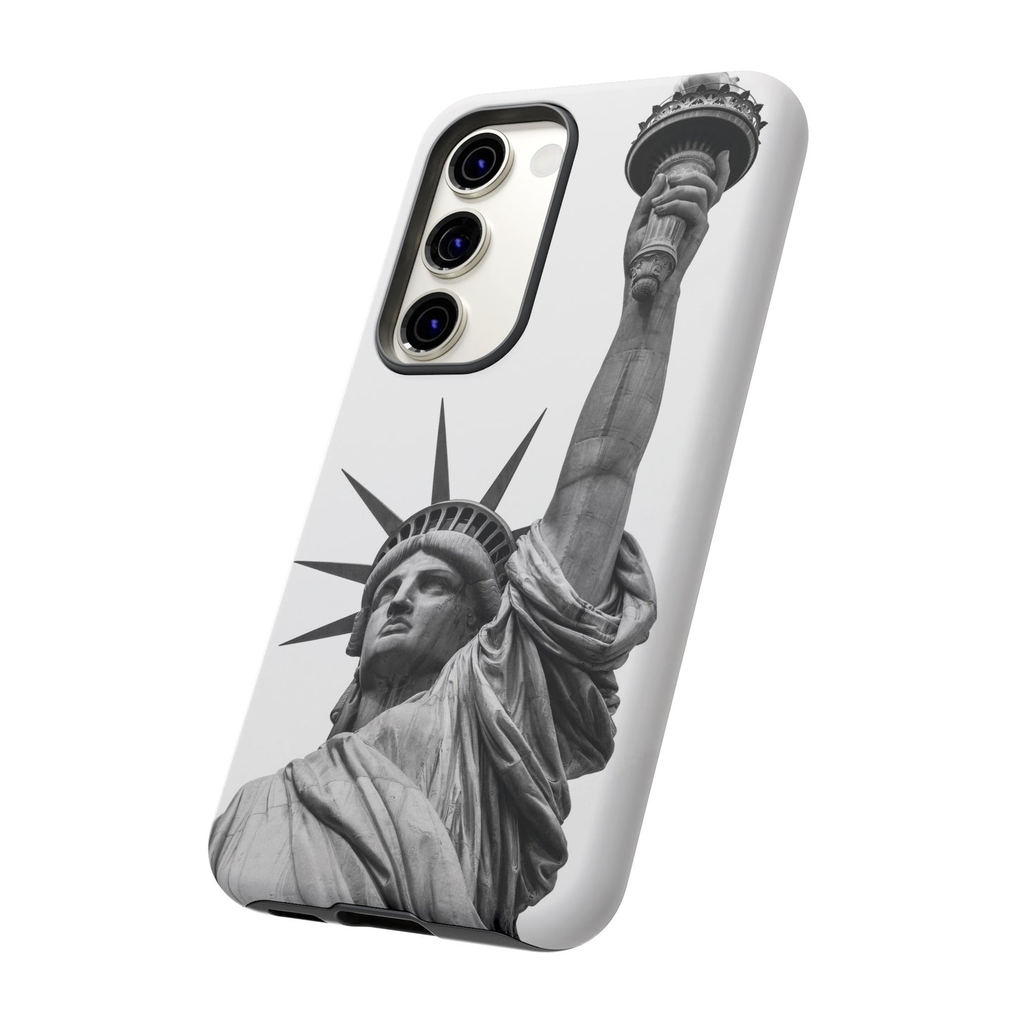 Black & White Statue of Liberty Wallpaper Phone Case | iPhone 15 Plus/ Pro, 14, 13, 12| Google Pixel 7, Pro, 5| Samsung Galaxy S23 All Major Phone Models