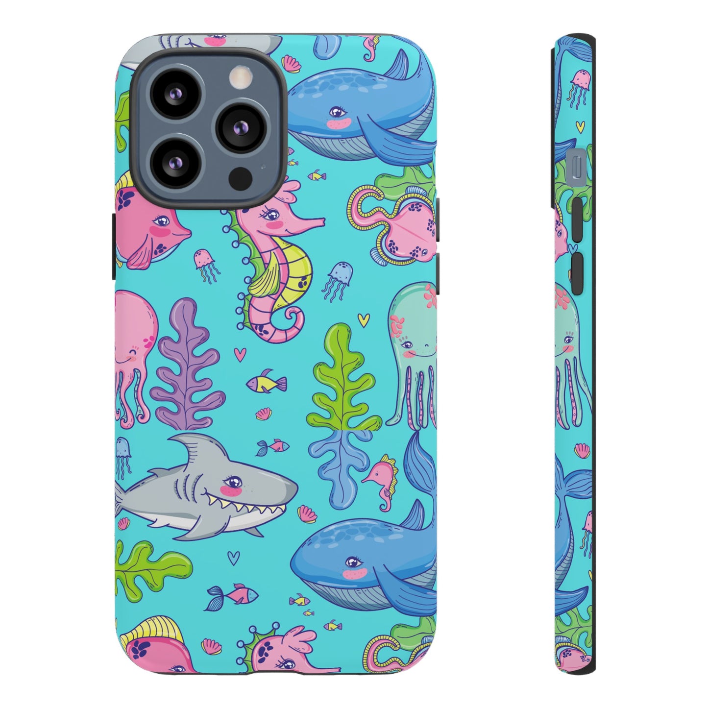 Cartoon Sea Creatures Wallpaper Phone Case | iPhone 15 Plus/ Pro, 14, 13, 12| Google Pixel 7, Pro, 5| Samsung Galaxy S23 All Major Phone Models