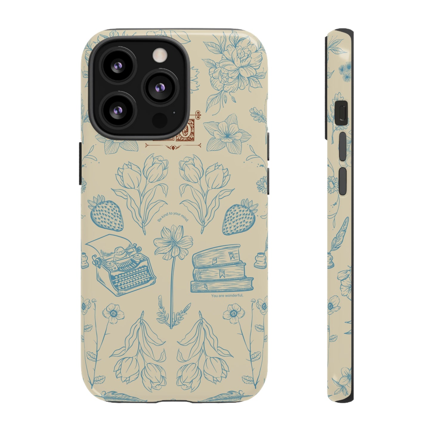 Typewriter Among The Flowers Phone Case | iPhone 15 Plus/ Pro, 14, 13, 12| Google Pixel 7, Pro, 5| Samsung Galaxy S23 All Major Phone Models