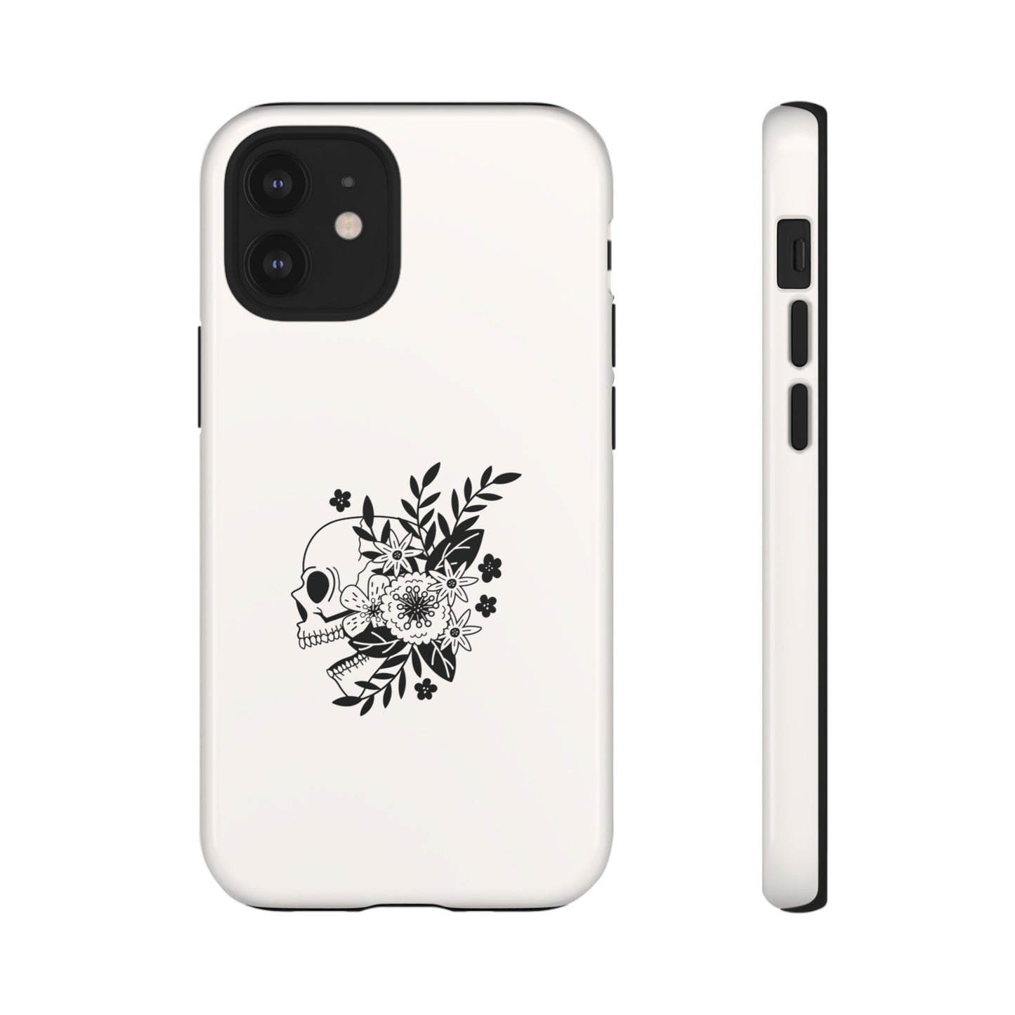 Skull with Flowers Wallpaper Phone Case | iPhone 15 Plus/ Pro, 14, 13, 12| Google Pixel 7, Pro, 5| Samsung Galaxy S23 All Major Phone Models