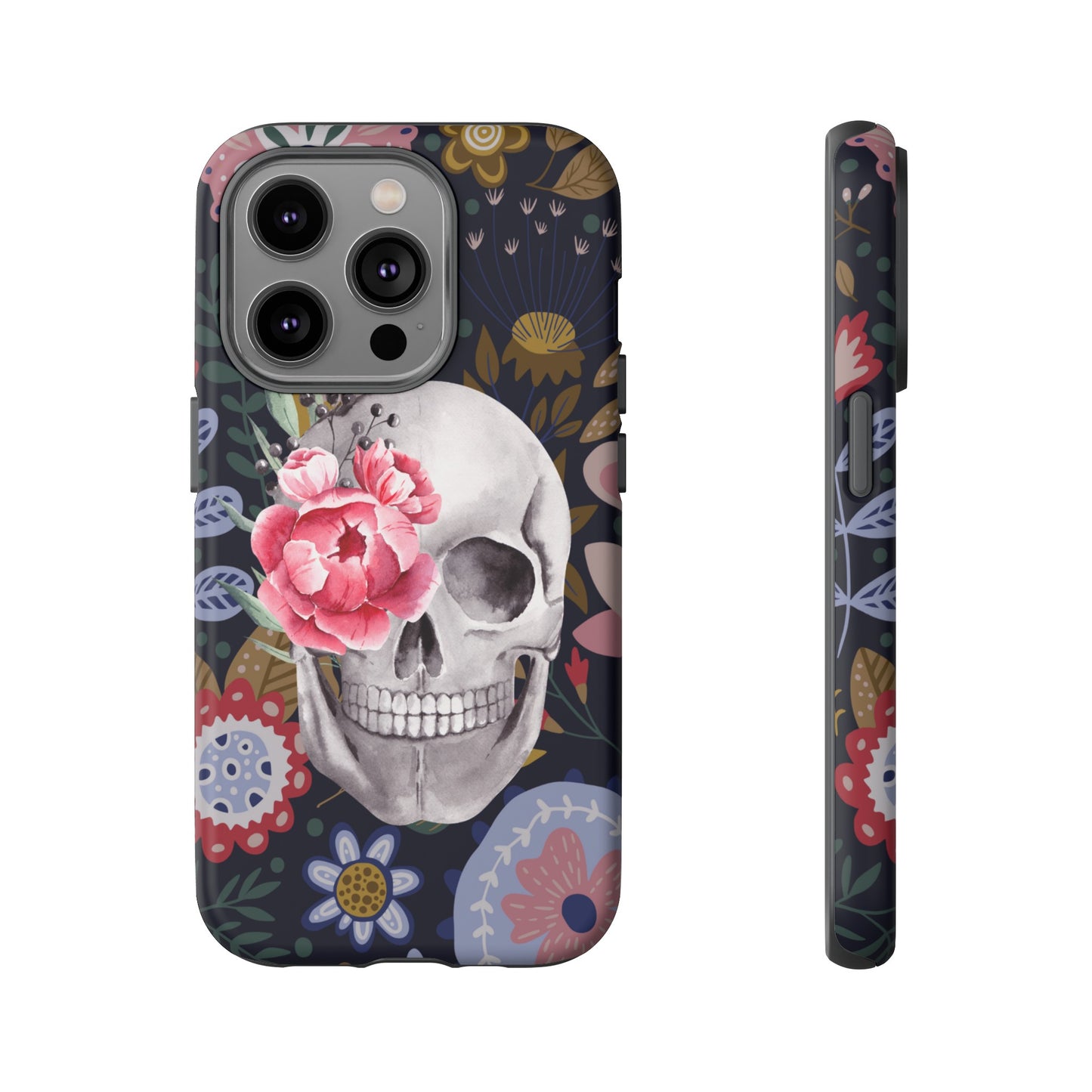 Floral Skull Wallpaper Phone Case | iPhone 15 Plus/ Pro, 14, 13, 12| Google Pixel 7, Pro, 5| Samsung Galaxy S23 All Major Phone Models