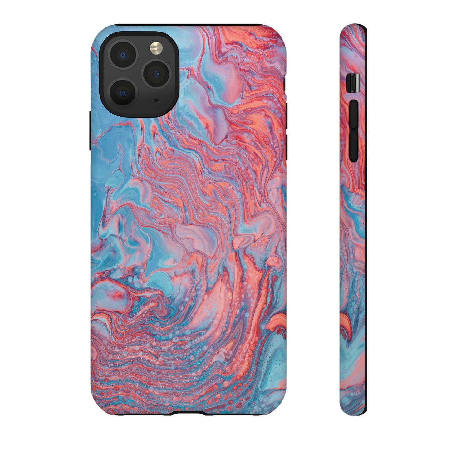 Coral Pink & Blue Abstract Paint Phone Case|iPhone 15 Plus/ Pro, 14, 13, 12|Google Pixel 7, Pro, 5|Samsung Galaxy S23 All Major Phone Models