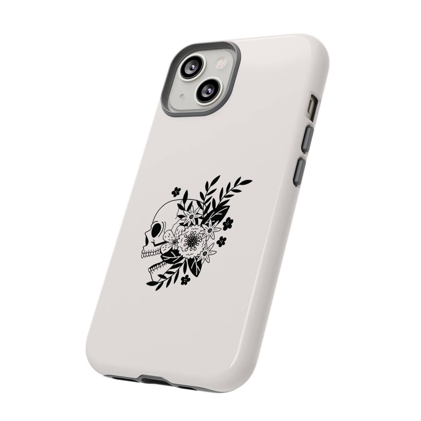 Skull with Flowers Wallpaper Phone Case | iPhone 15 Plus/ Pro, 14, 13, 12| Google Pixel 7, Pro, 5| Samsung Galaxy S23 All Major Phone Models