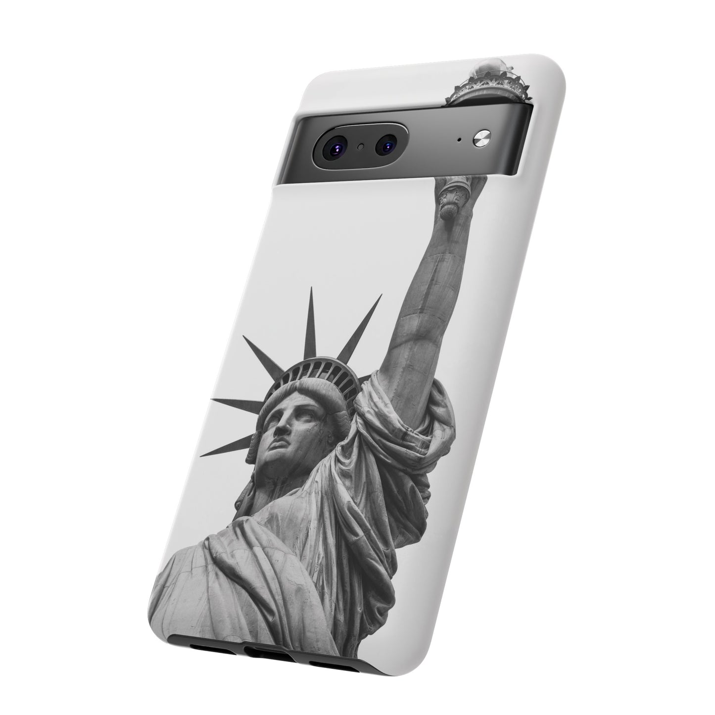 Black & White Statue of Liberty Wallpaper Phone Case | iPhone 15 Plus/ Pro, 14, 13, 12| Google Pixel 7, Pro, 5| Samsung Galaxy S23 All Major Phone Models