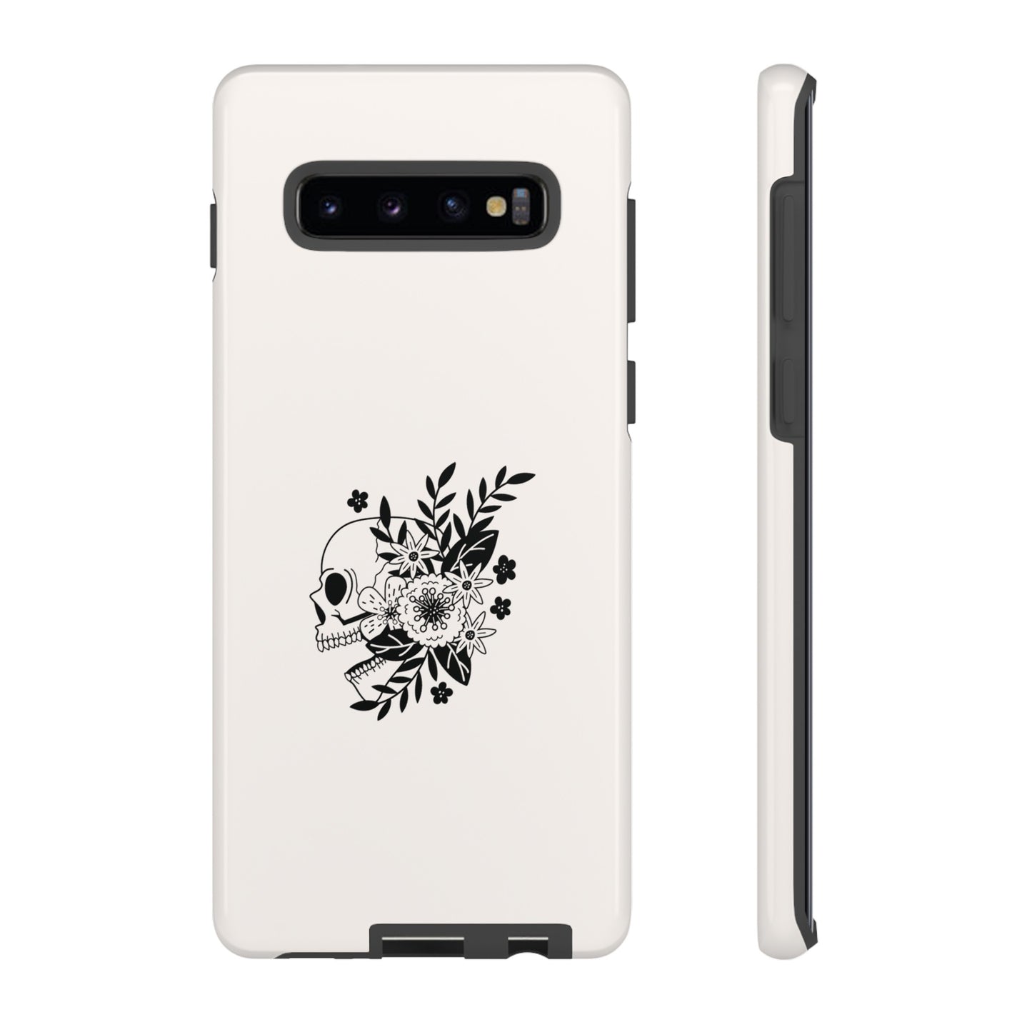 Skull with Flowers Wallpaper Phone Case | iPhone 15 Plus/ Pro, 14, 13, 12| Google Pixel 7, Pro, 5| Samsung Galaxy S23 All Major Phone Models