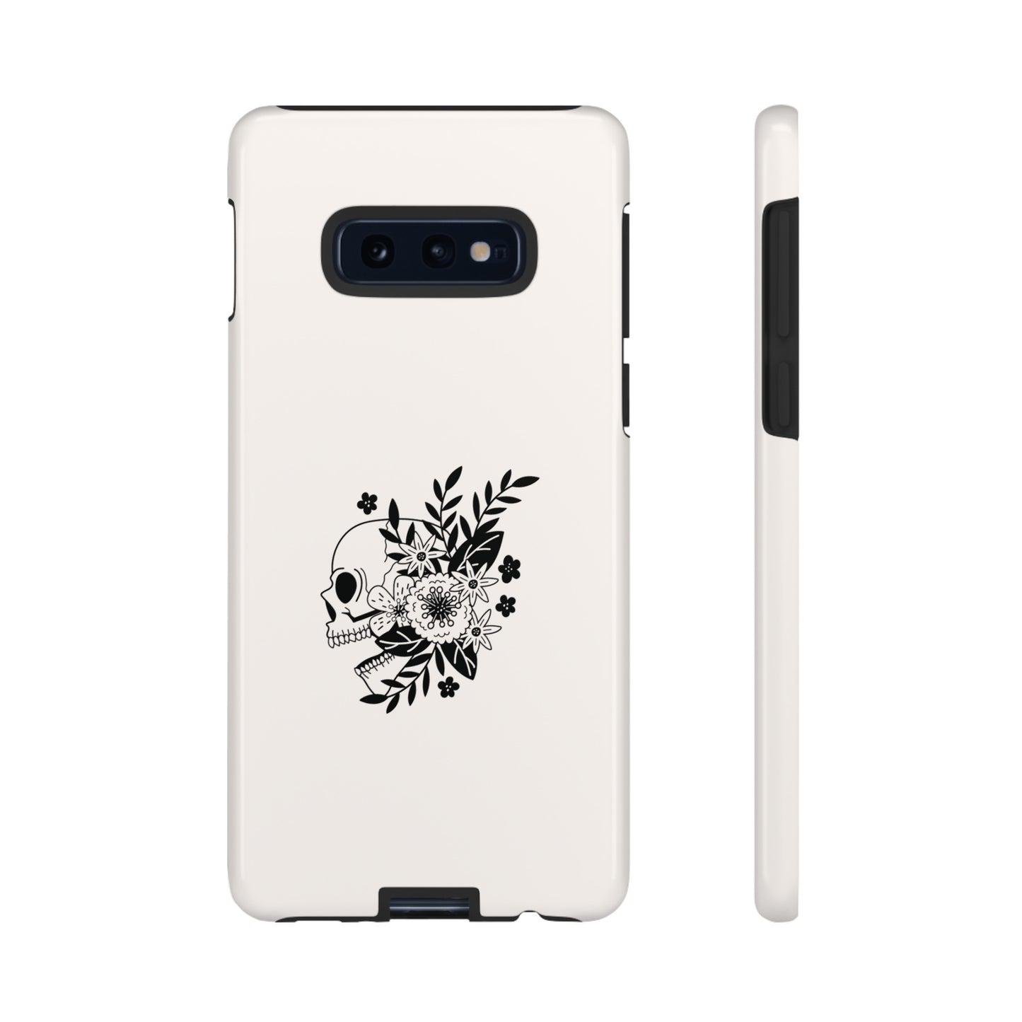 Skull with Flowers Wallpaper Phone Case | iPhone 15 Plus/ Pro, 14, 13, 12| Google Pixel 7, Pro, 5| Samsung Galaxy S23 All Major Phone Models