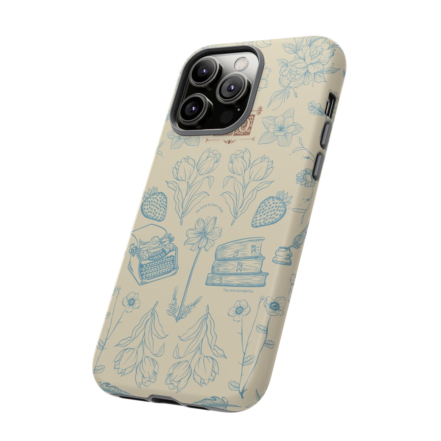 Typewriter Among The Flowers Phone Case | iPhone 15 Plus/ Pro, 14, 13, 12| Google Pixel 7, Pro, 5| Samsung Galaxy S23 All Major Phone Models