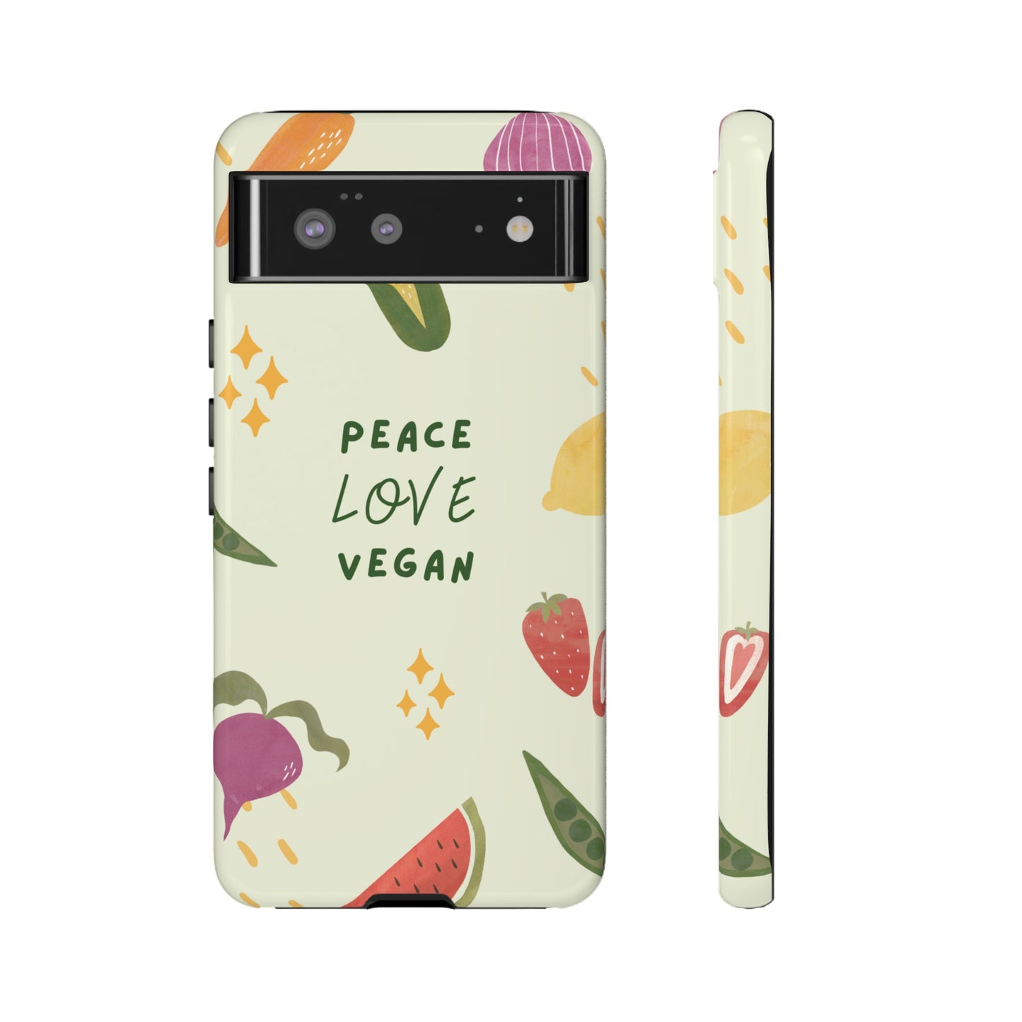 Peace Love Vegan Wallpaper Phone Case | iPhone 15 Plus/ Pro, 14, 13, 12| Google Pixel 7, Pro, 5| Samsung Galaxy S23 All Major Phone Models