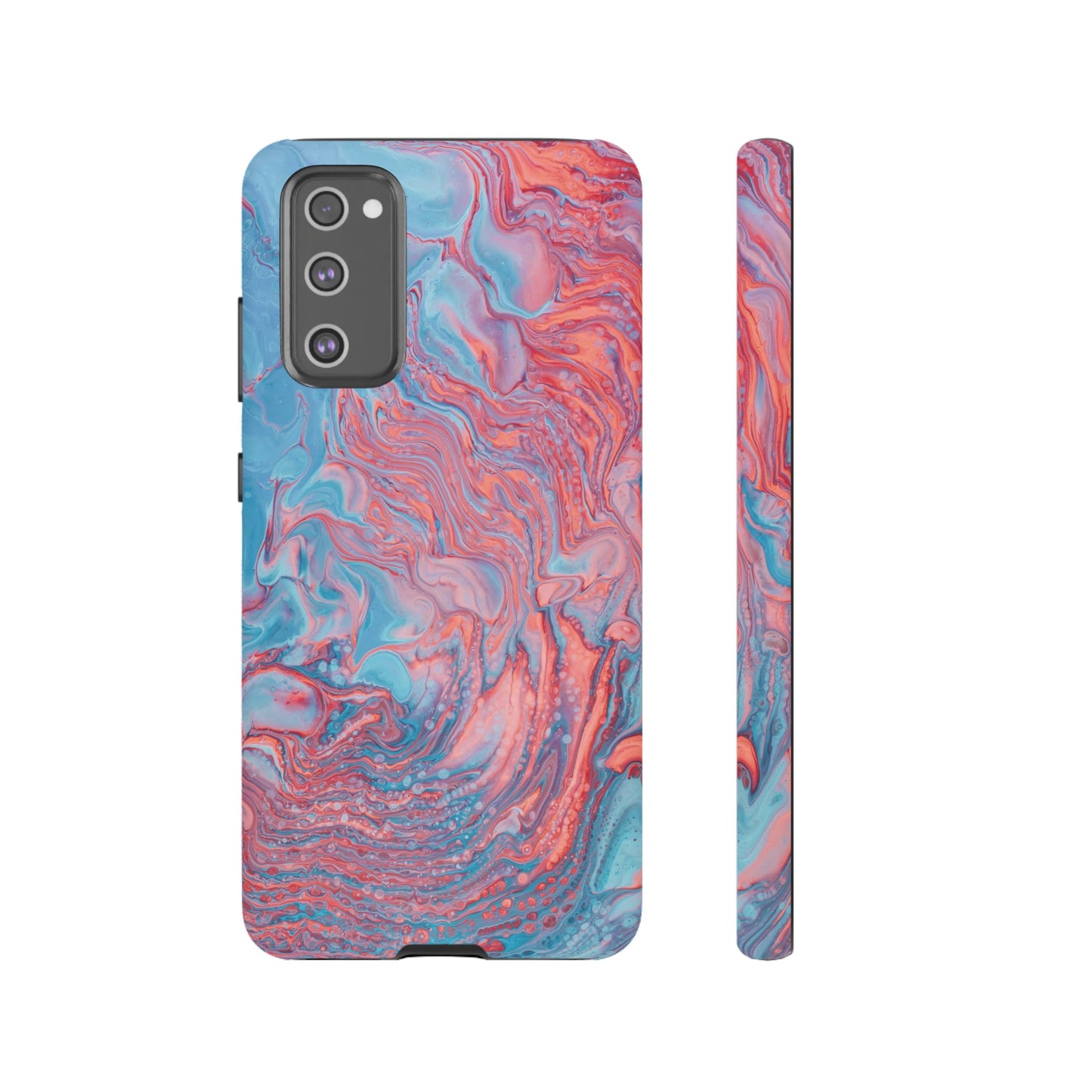 Coral Pink & Blue Abstract Paint Phone Case|iPhone 15 Plus/ Pro, 14, 13, 12|Google Pixel 7, Pro, 5|Samsung Galaxy S23 All Major Phone Models