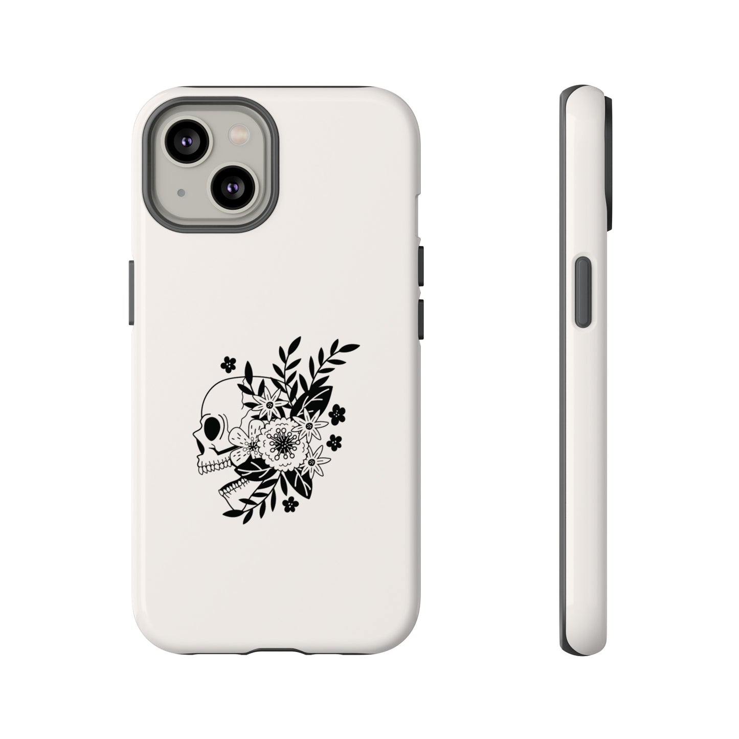 Skull with Flowers Wallpaper Phone Case | iPhone 15 Plus/ Pro, 14, 13, 12| Google Pixel 7, Pro, 5| Samsung Galaxy S23 All Major Phone Models