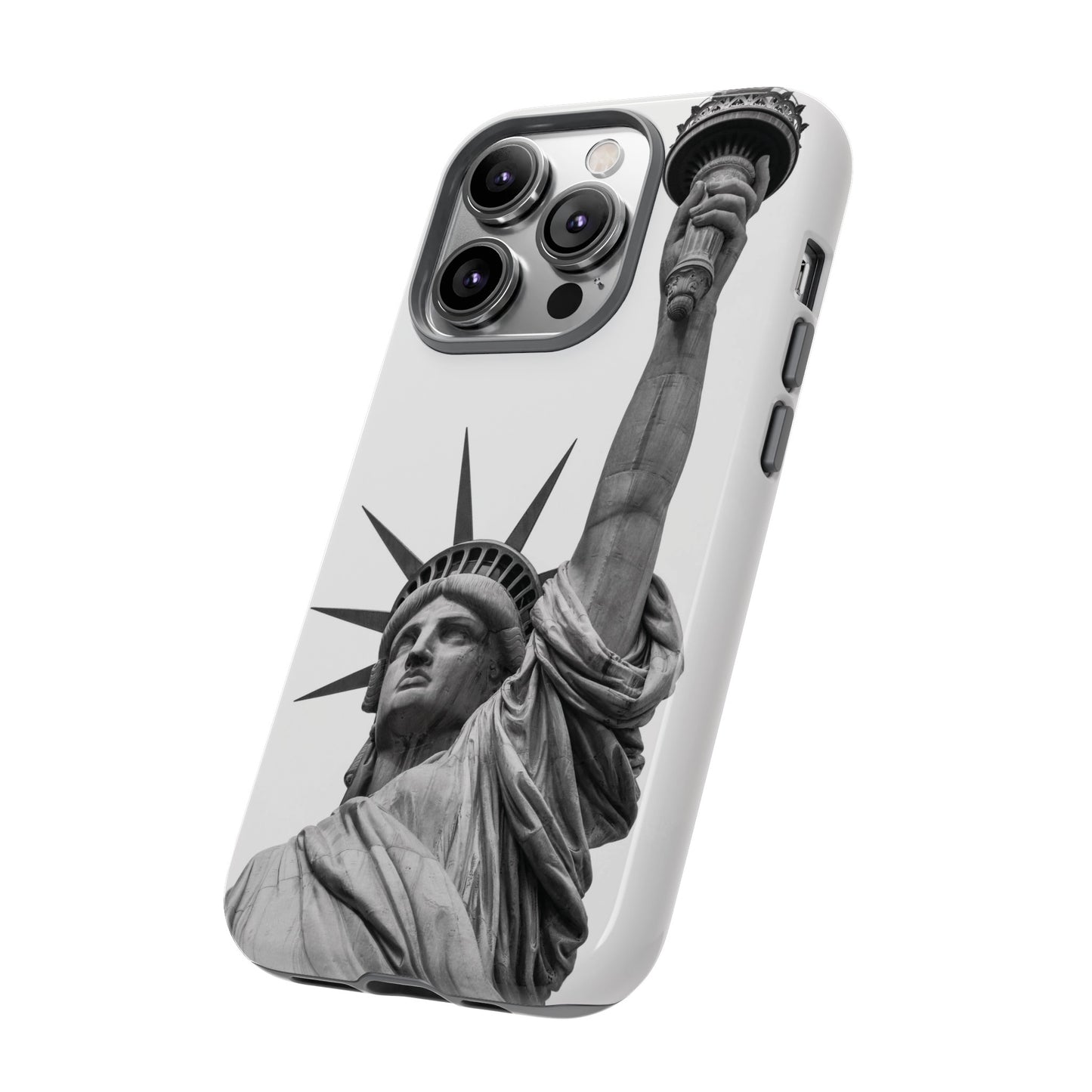 Black & White Statue of Liberty Wallpaper Phone Case | iPhone 15 Plus/ Pro, 14, 13, 12| Google Pixel 7, Pro, 5| Samsung Galaxy S23 All Major Phone Models