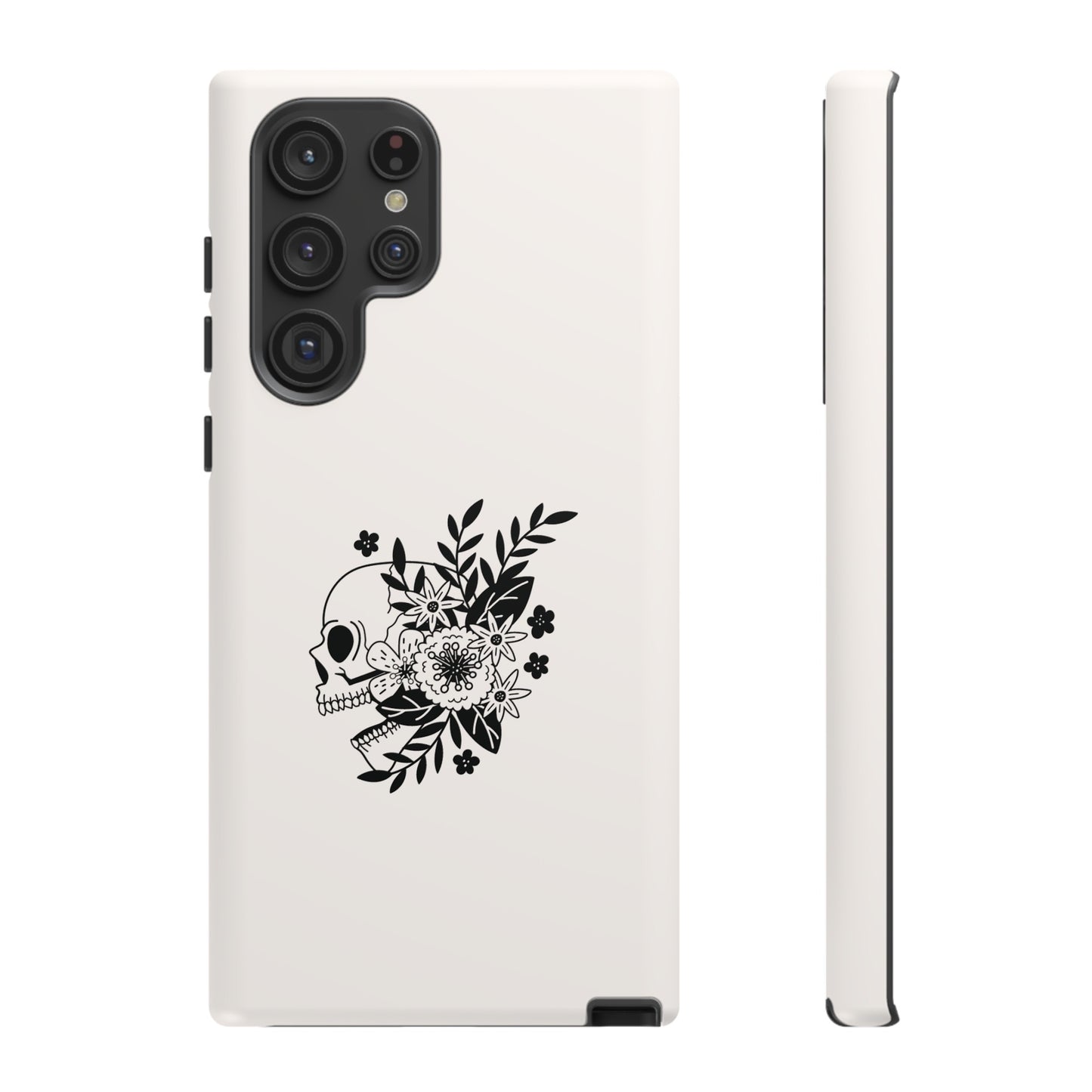 Skull with Flowers Wallpaper Phone Case | iPhone 15 Plus/ Pro, 14, 13, 12| Google Pixel 7, Pro, 5| Samsung Galaxy S23 All Major Phone Models