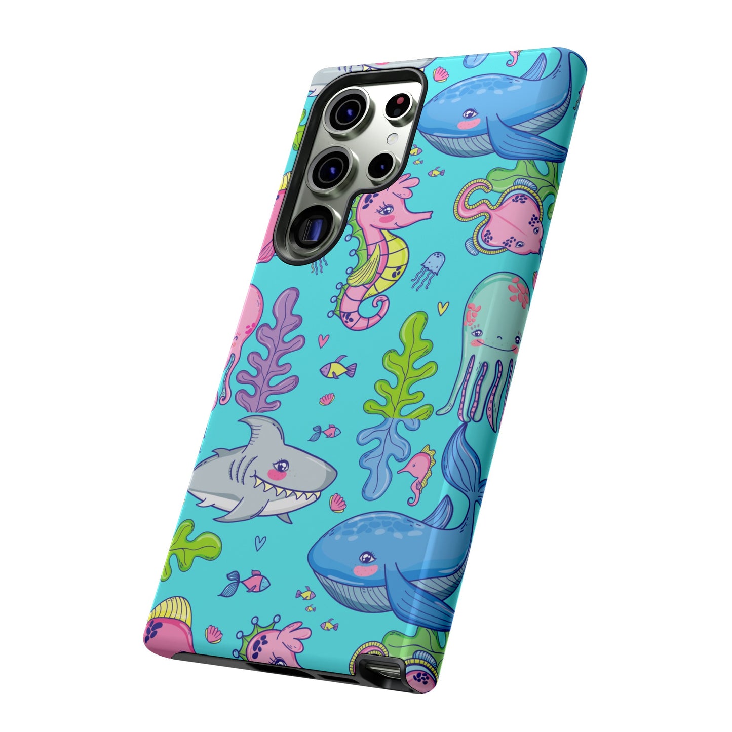 Cartoon Sea Creatures Wallpaper Phone Case | iPhone 15 Plus/ Pro, 14, 13, 12| Google Pixel 7, Pro, 5| Samsung Galaxy S23 All Major Phone Models